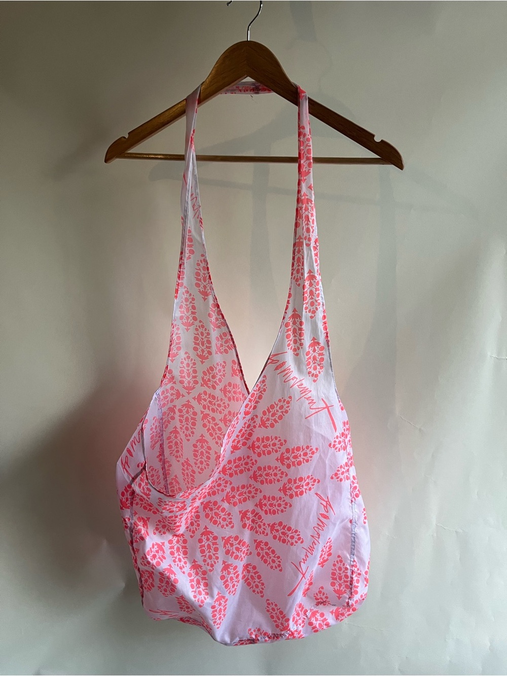 Free People Movement Tote Bag Hobo Large Oversized Pink White Floral EUC